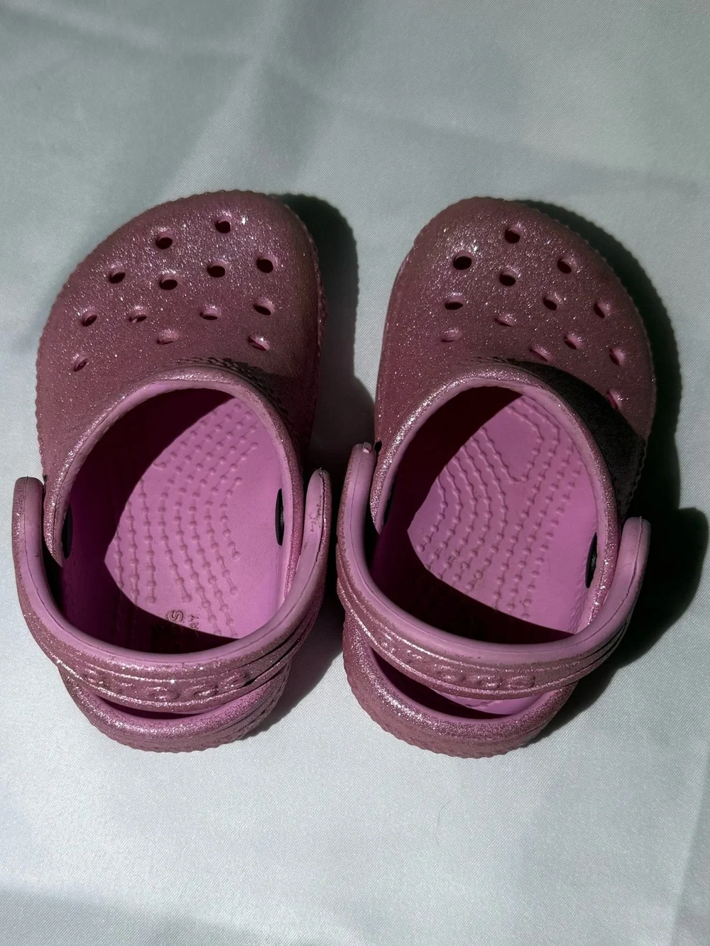 Crocs Toddler Girls Sparkly Pink Glitter Clogs Size 4C